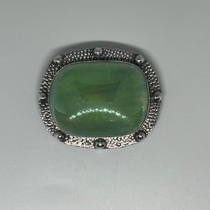 Large Antique arts and crafts sterling silver Ruskin brooch art nouveau hammered vintage pearlescent