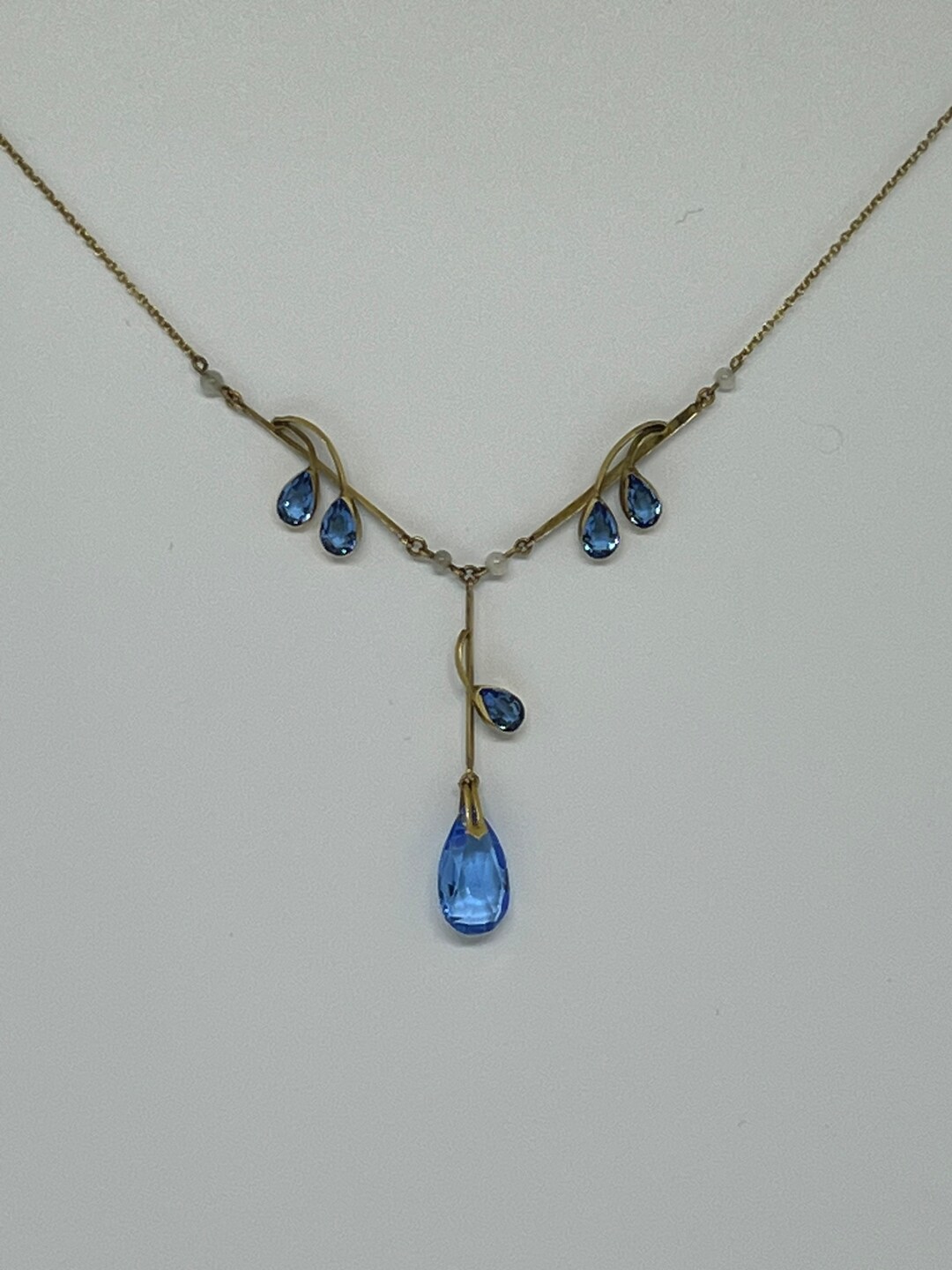 Antique Art 9ct Gold Paste Necklace Crystal Dropper Necklace Etsy