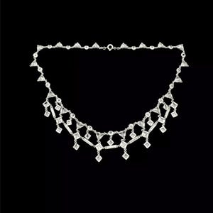 Beautiful art deco 1930s paste riviere necklace unsual triangle Czech novoplat platinon antique vintage