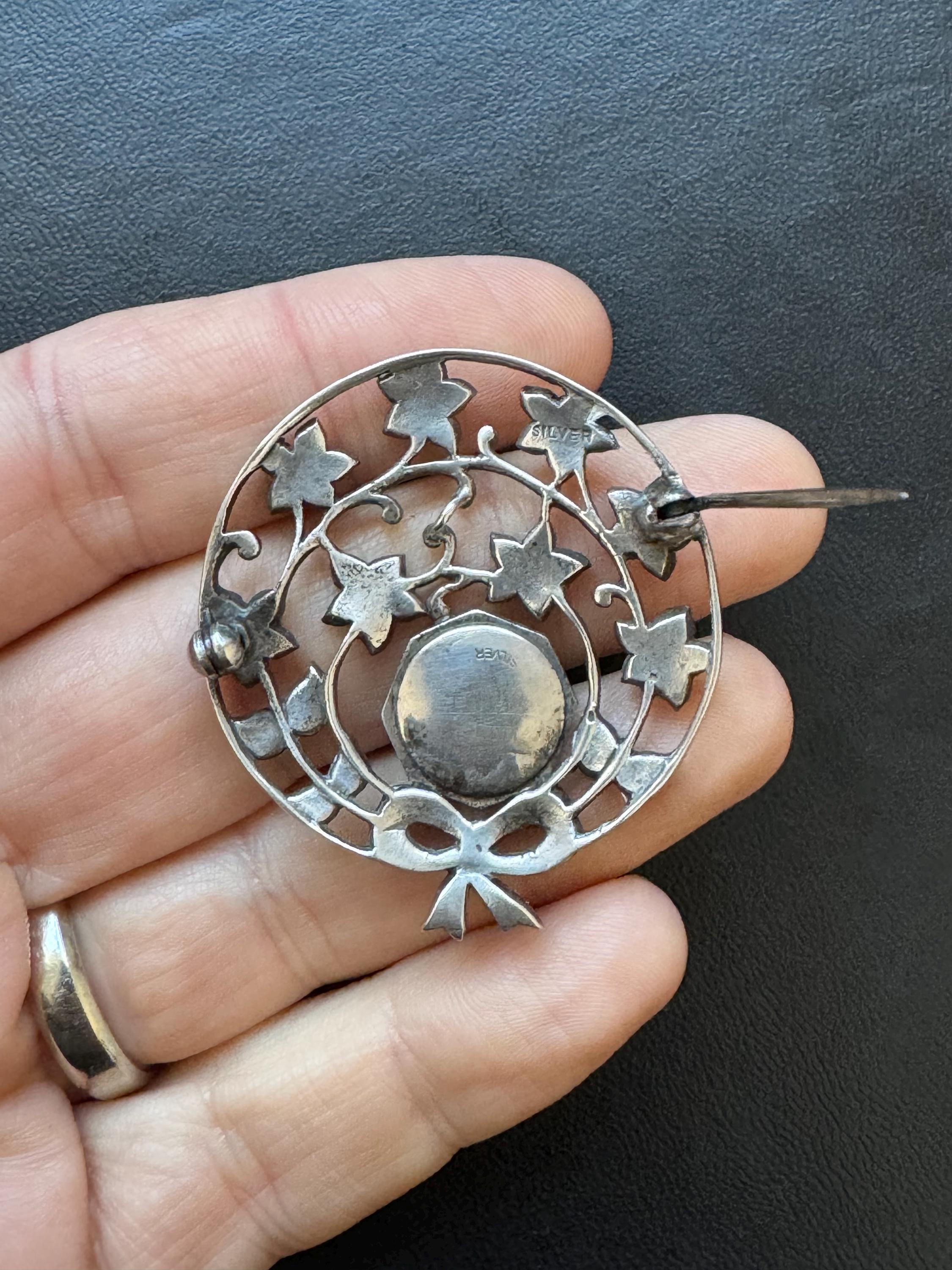 ヴィンテージ スターリングシルバー マーカサイト フローラル ブローチ