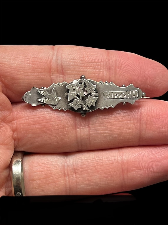 Antique Edwardian sterling silver mizpah brooch pi