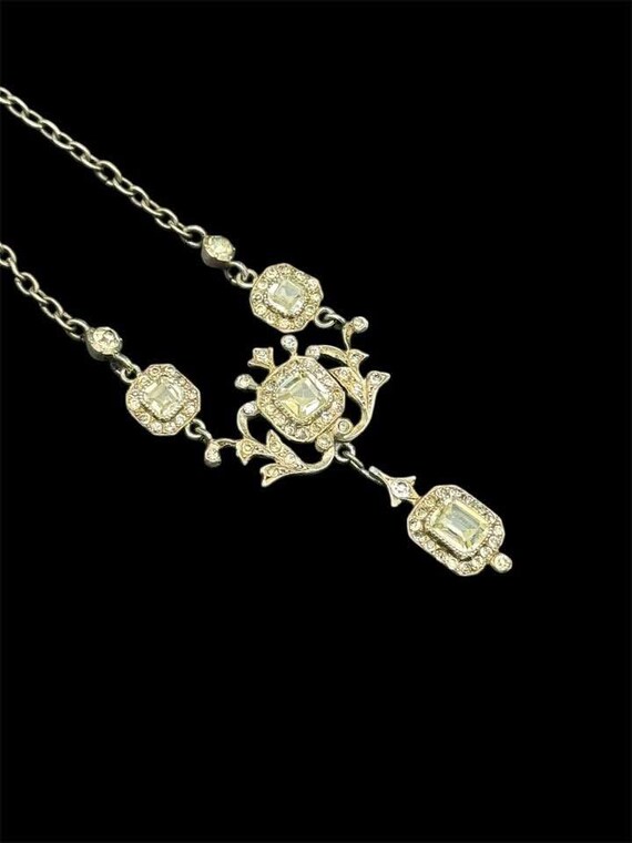 Beautiful Antique Belle Epoch Silver Paste Pendant Necklace