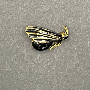 Antique vintage 1949s glass beads enamel insect fly bug brooch pin rhinestone
