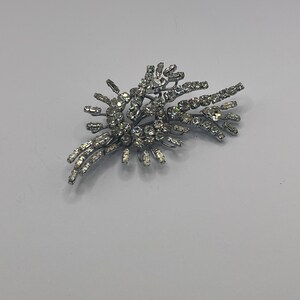 Vintage Austrian Multi Color Rhinestone Brooch Silver Tone