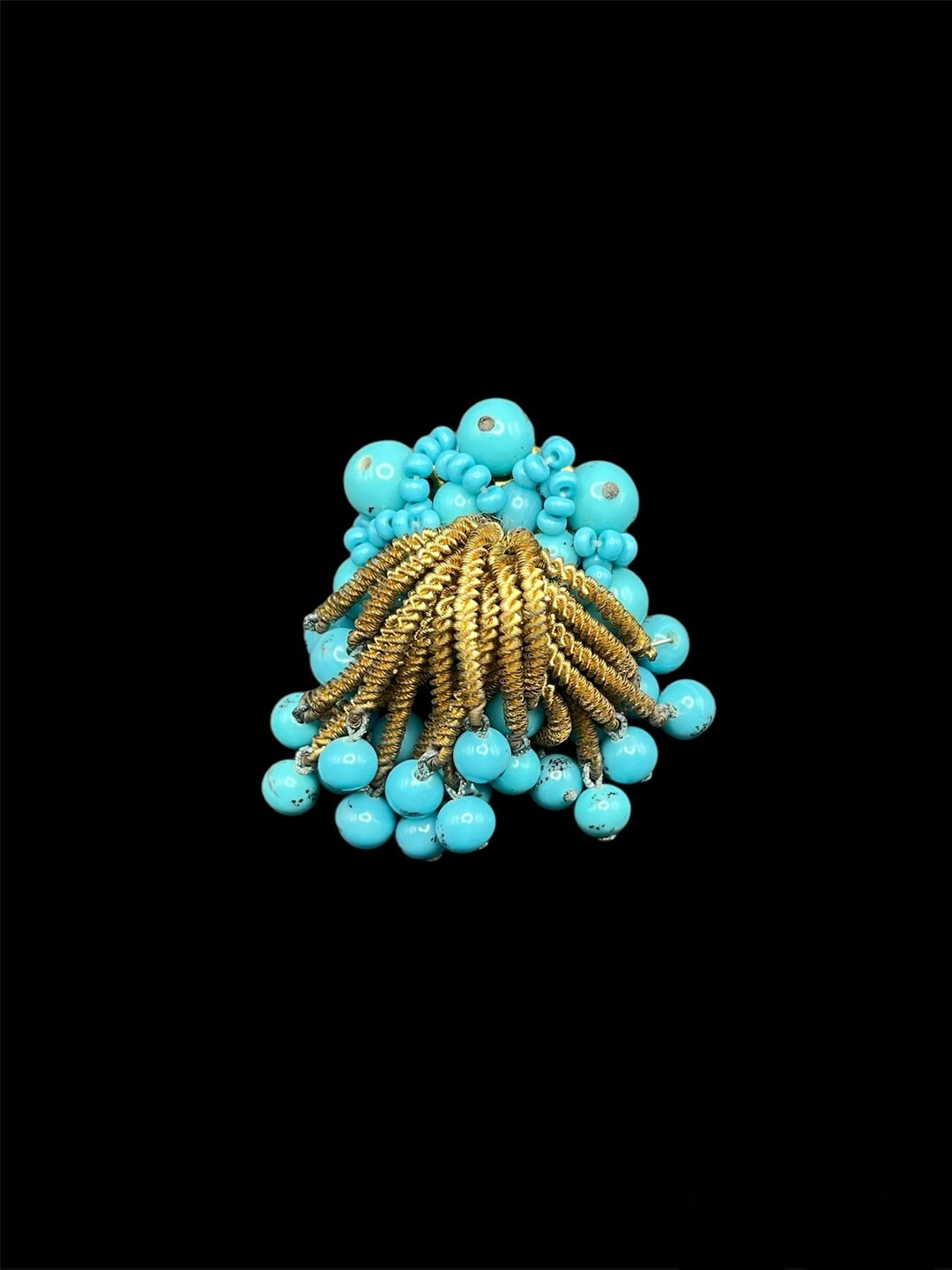 Broche bijou avec pendentif turquoise et métal argent argenté - Montres & Bijoux