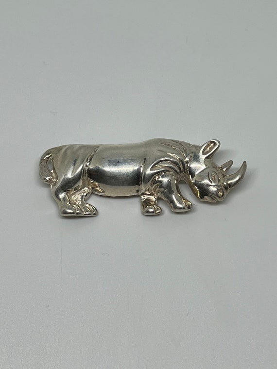 Large vintage sterling silver Mexican rhino rhino… - image 5