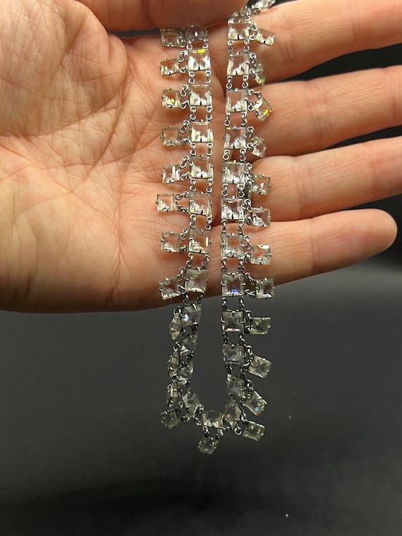 Fabulous art deco rivière dropper necklace paste … - image 2
