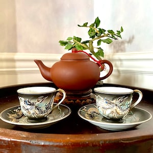 Dragonware moriage teacups saucers and teapot