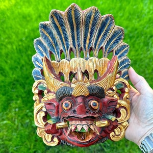 Barong Balinese mask hand carved and painted on wood