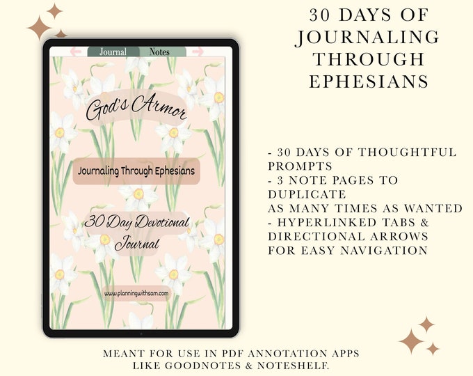 30-Day Digital Devotional Journal: Journey Through Ephesians | Spiritual Growth & Reflection