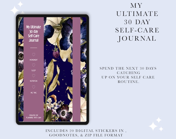 30 Day Self-Care Digital Journal | 30-Day Journal | Self-Care Journal | Digital Self-Care Journal | 30-Day Challenge