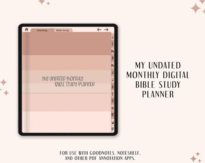 Bible Study Planner | Undated Monthly, Weekly and Daily Pages | Sermon Notes, Bible Reading, Verse Mapping & More | Fully Hyperlinked