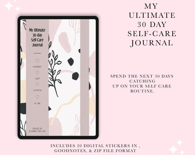 30 Day Self-Care Digital Journal | 30-Day Journal | Self-Care Journal | Digital Self-Care Journal | 30-Day Challenge