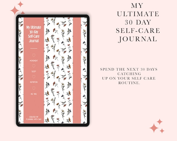 30 Day Self-Care Digital Journal | 30-Day Journal | Self-Care Journal | Digital Self-Care Journal | 30-Day Challenge
