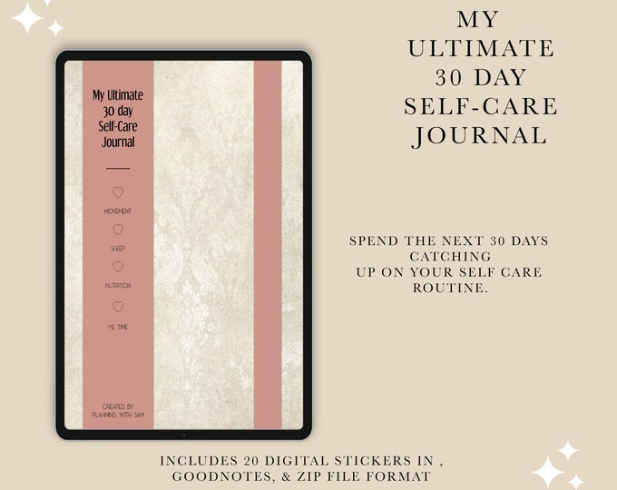 30 Day Self-Care Digital Journal | 30-Day Journal | Self-Care Journal | Digital Self-Care Journal | 30-Day Challenge