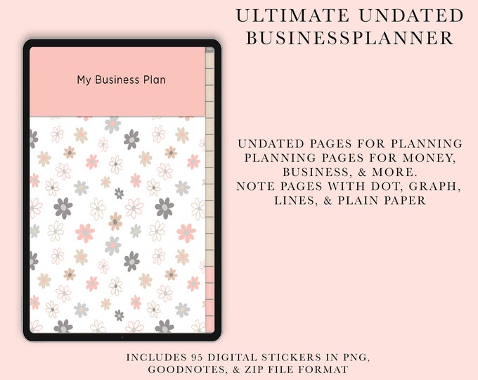 Undated Business Planner | Undated Digital Business Planner | Digital Business Planner | Business Planning