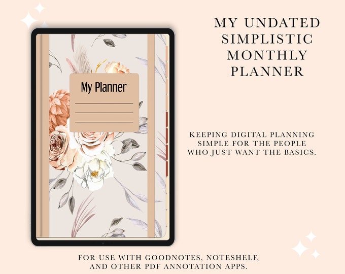 Minimalist Undated Monthly Digital Planner | Clean & Simple Design for Easy Planning