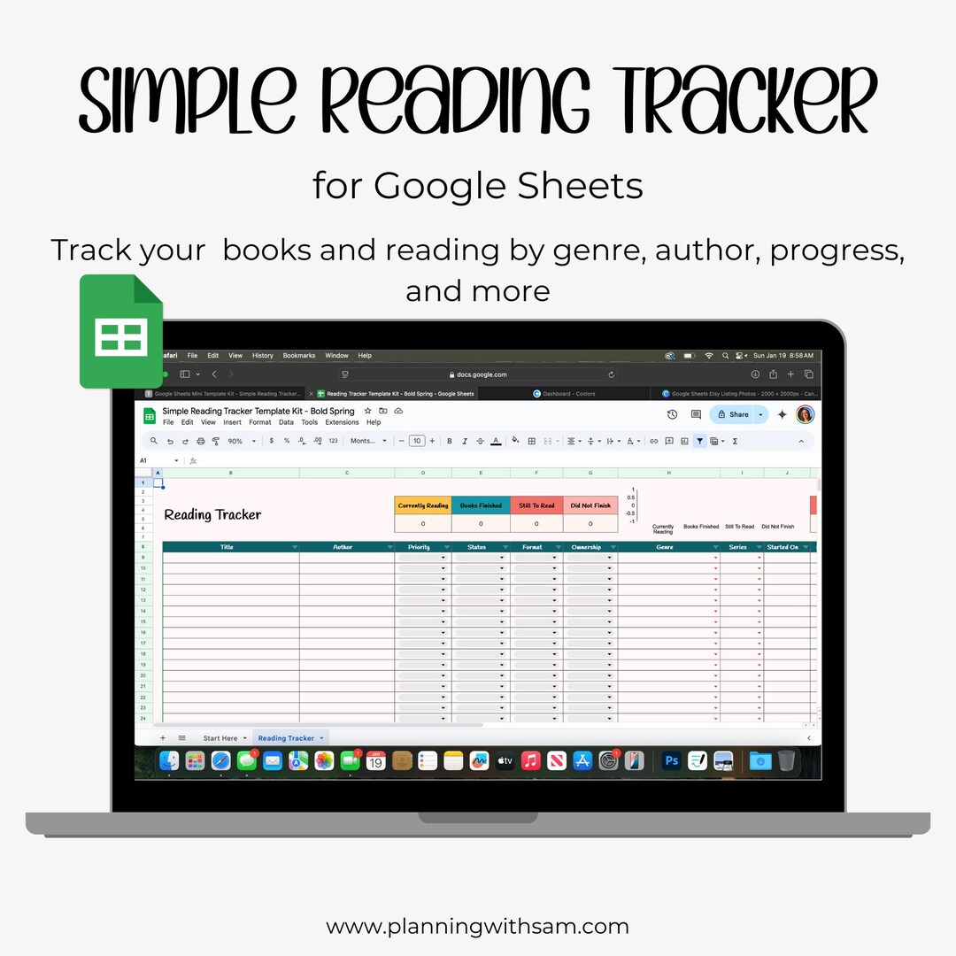 Google Sheets Simple Reading Tracker - Etsy