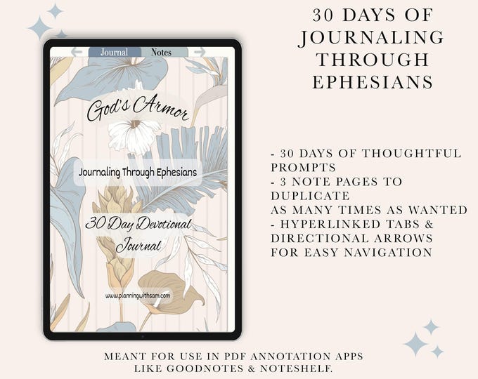 30-Day Digital Devotional Journal: Journey Through Ephesians | Spiritual Growth & Reflection