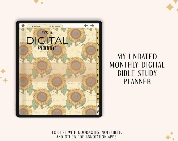 Bible Study Planner | Undated Monthly, Weekly and Daily Pages | Sermon Notes, Bible Reading, Verse Mapping & More | Fully Hyperlinked