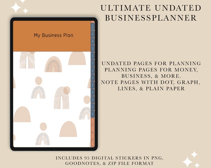 Undated Business Planner | Undated Digital Business Planner | Digital Business Planner | Business Planning