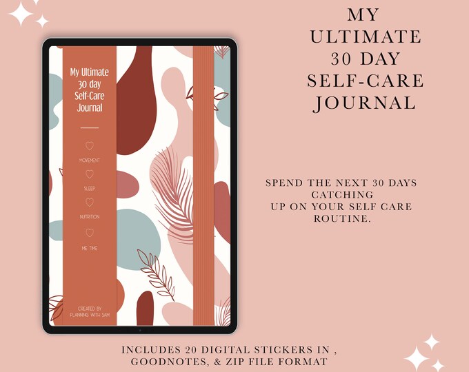 30 Day Self-Care Digital Journal | 30-Day Journal | Self-Care Journal | Digital Self-Care Journal | 30-Day Challenge