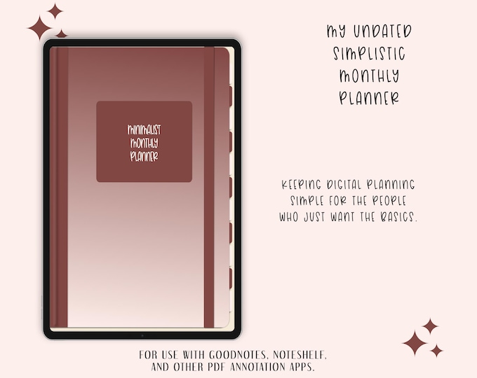 Minimalist Undated Monthly Digital Planner | Clean & Simple Design for Easy Planning