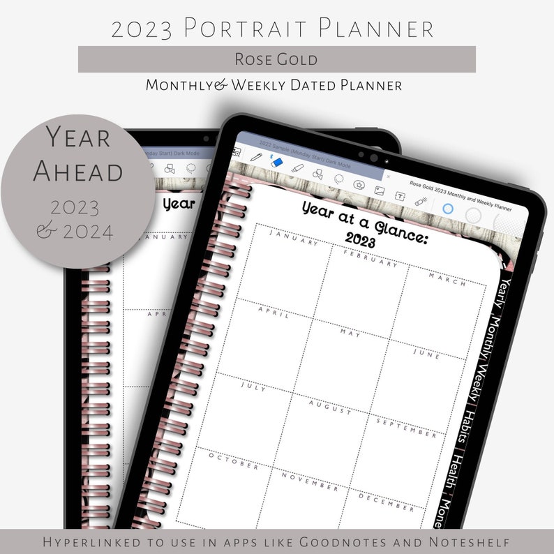 2023 Dated Planner Rose Gold Planner Dated Monthly Planner Etsy