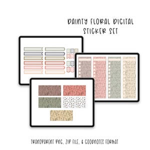 Dainty Floral Digital Planner Stickers | Customizable and Fun | Instant Download for Planners and Journals | Goodnotes Sticker Set