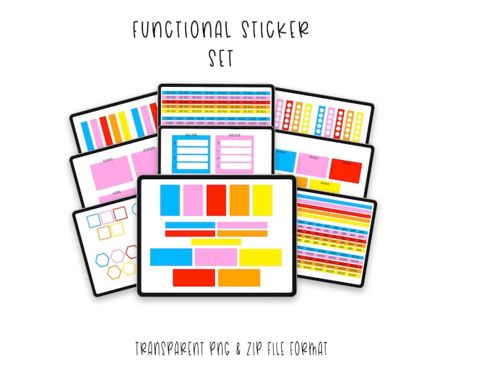 Colorful Digital Planner Stickers | Customizable and Fun | Instant Download for Planners and Journals | Goodnotes Sticker Set