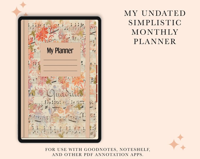 Minimalist Undated Monthly Digital Planner | Clean & Simple Design for Easy Planning