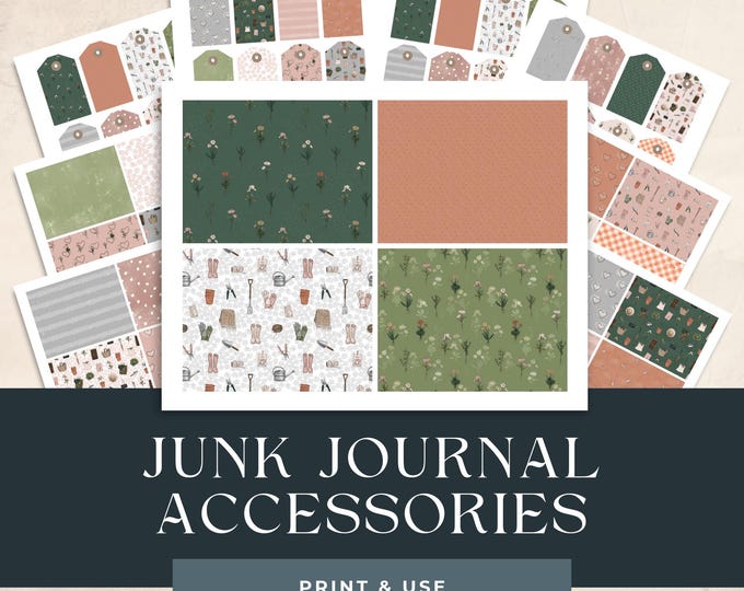 Junk Journal Supplies Spring, Digital Printable Ephemera, Scrapbooking Kit, Springtime Journal Pages, Crafting