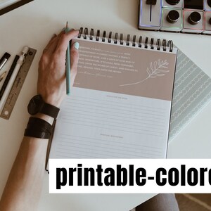Printable, Gratitude, Self-Care Daily Journal in COLOR: PDF Ready to print. Formatted for 8.5x11