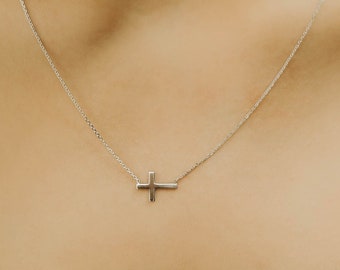 Gift Cross Necklace / Solid Gold Pendant Cross Necklace / Gift for Her / Gold Filled Cross Necklace / Gold Cross Necklace / Gift  Bestseller