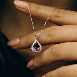 Amethyst Necklace / Diamond Necklace  / 14K Gold Necklace / Woman Jewelry / Gold Necklace / Valentine&#39;s Day Necklace / Gift For Her