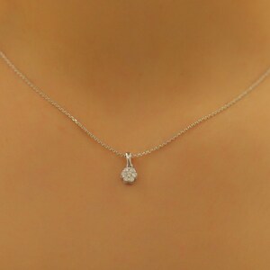 Diamond Necklace / 14k Gold Floral Diamond Pendant / Floral Cluster Diamond Necklace / Minimalist Diamond Flower / Cluster Diamond Necklace