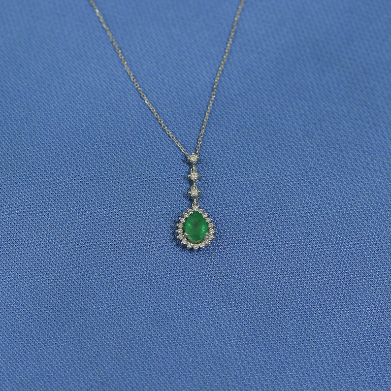 Emerald Necklace / 14k Gold Necklace / Gold Emerald Necklace / Etsy