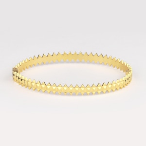 Clash Gold Bracelet /  14k Solid Gold Pyramid Bracelet  / Real Gold Bangle / Christmas Gift / Gold Bracelet Gift For Woman / Valentine's Day