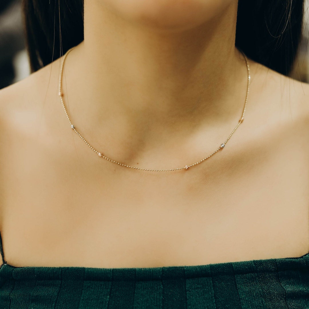 Collar De Mariposa Doble De Oro De 14K - Regalo Para Mujer Y Niña, Cadena Ajustable 16+2 Pulgadas