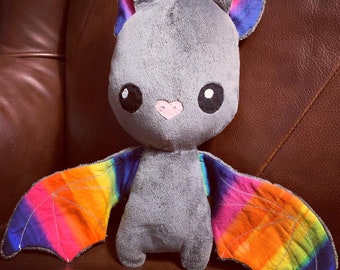 Miguel, the Plush Bat Stuffed Animal for Kids, Rainbow Pride Bat