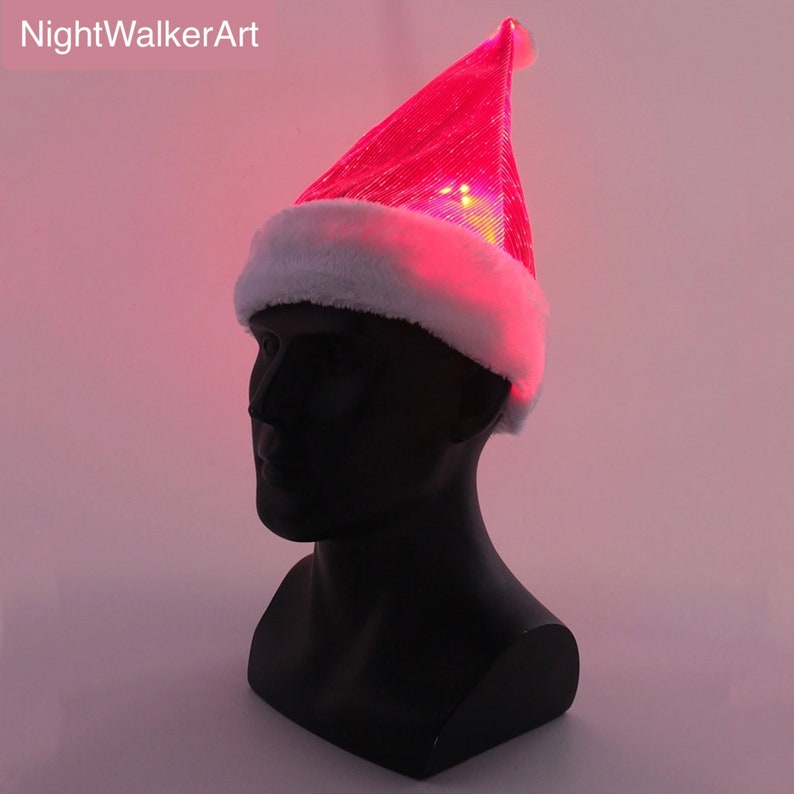 Luminous Led Light Up Fiber Optic Fabric Christmas Santa Hat,Christmas Gifts,Luminous Plush Christmas Hat,Party Fashion Christmas Hat