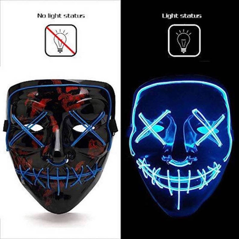 Halloween Light up Purge Mask Stitched LED Purge Festival EDM Etsy