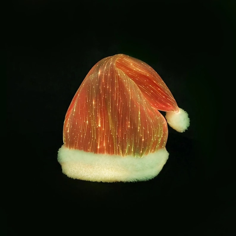 Luminous Led Light Up Fiber Optic Fabric Christmas Santa Hat,Christmas Gifts,Luminous Plush Christmas Hat,Party Fashion Christmas Hat