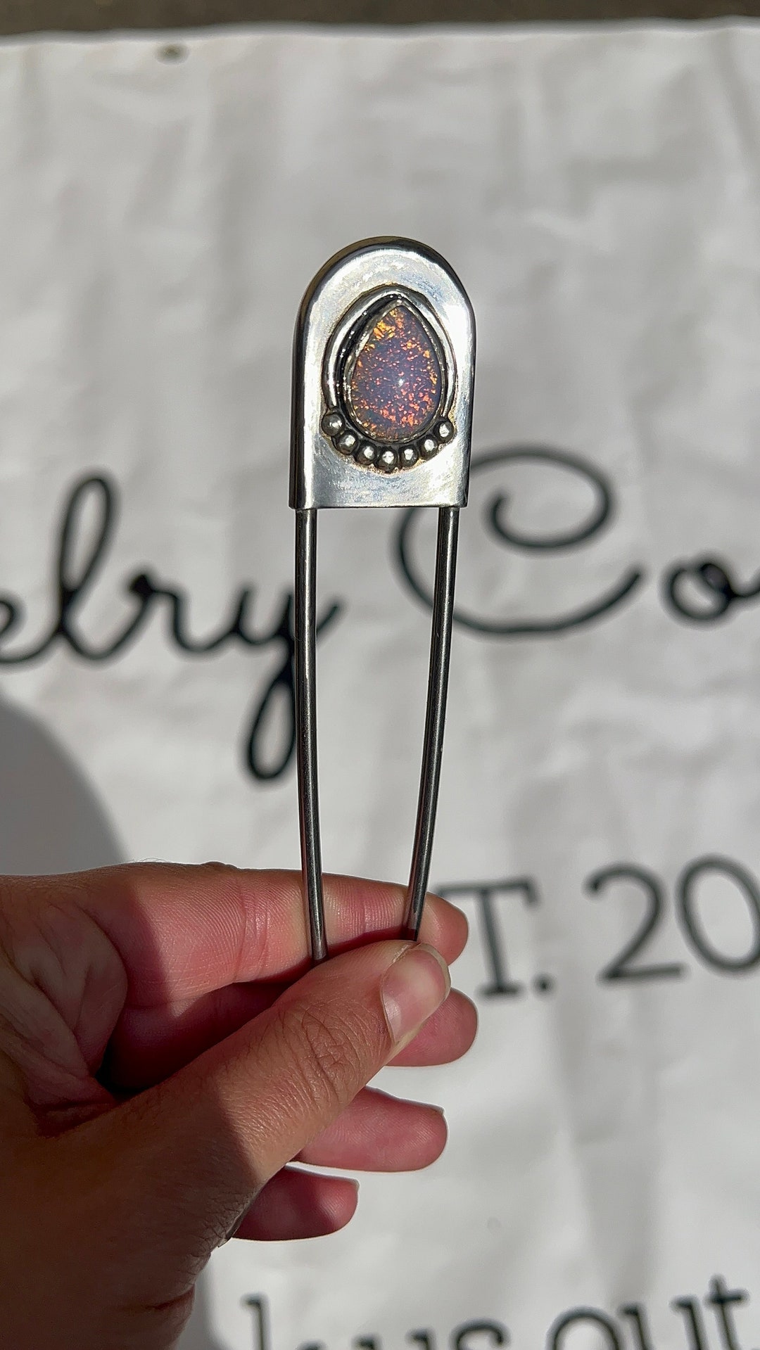 Vintage Glass Opal Jumbo Safety Pin Key Ring Key Chain Etsy