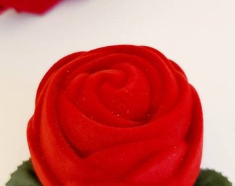 Romantic Red Rose velvet jewelry/ ring box