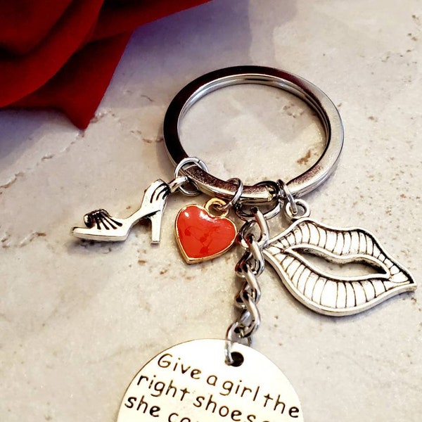 Silver splitring keychain with Marilyn Monroe quote and charms/ Norma Jeane Baker/ Hollywood Celebrity