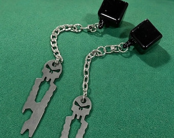 Alloy Skull Pocket Tool And Bottle Opener Pool Chalk Holder (Stainless Steel Chain Choice)