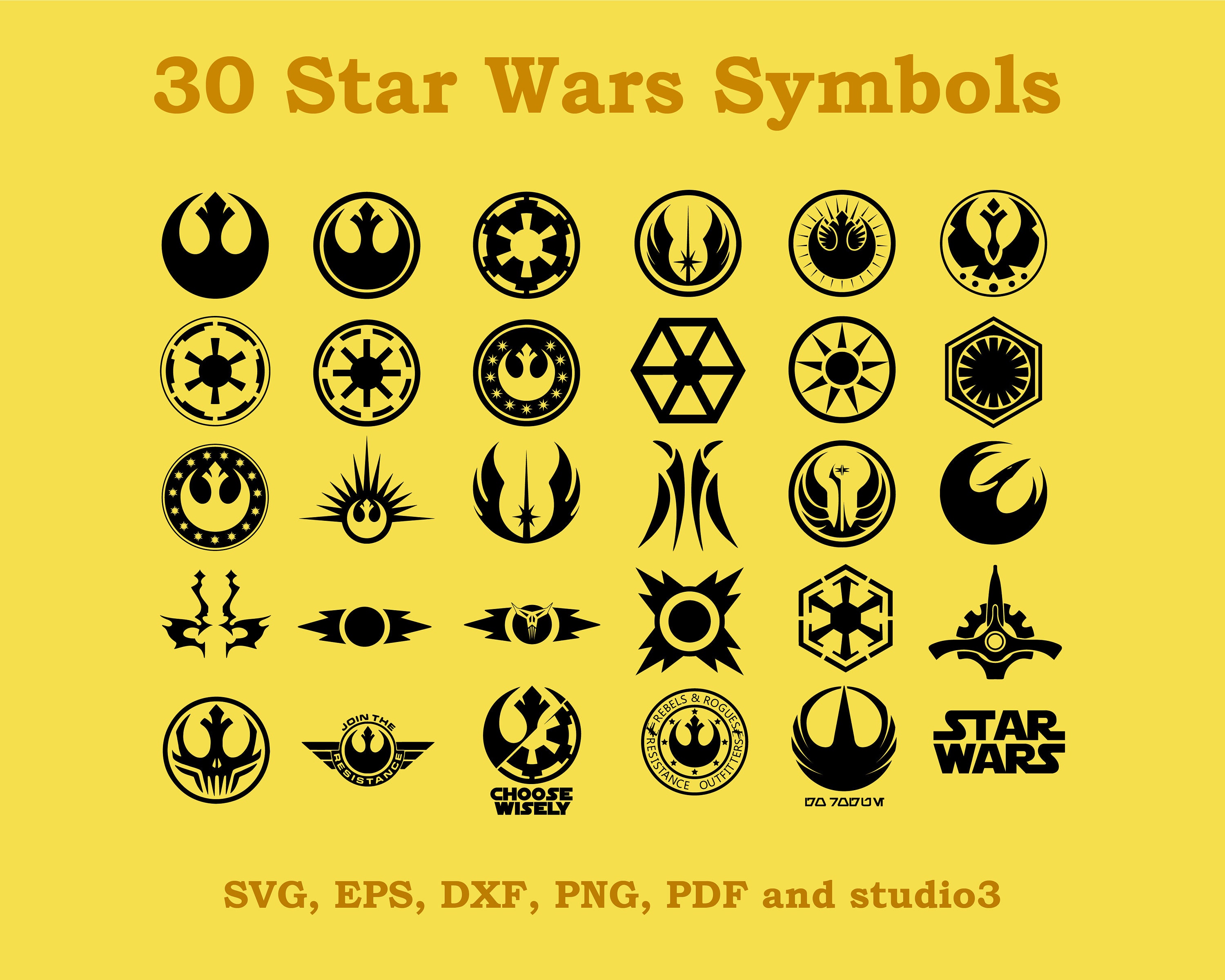 30 Star Wars SVG Symbolen Bundel Star Wars logo svg Star | Etsy