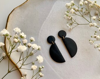 AUBREY Noir Earrings / Polymer Clay / Modern Earrings / Minimal Earrings / Semicircle Half Moon Earrings / Unique Gift / Girlfriend Gift