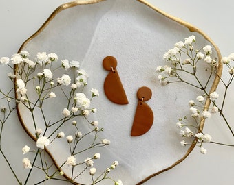 AUBREY Terracotta Earrings / Modern Earrings / Minimal Earrings / Semicircle Half Moon Earrings / Unique Gift / Girlfriend Gift